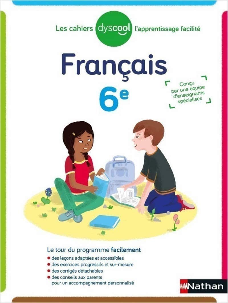 Dyscool - Cahier de français - adapté aux enfant DYS ou en difficulté - 6ème