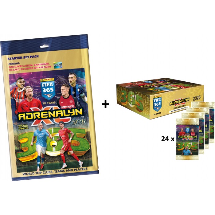 Panini FIFA 365 2025 Adrenalyn XL - 1 X Starter Pack + 1 X Display de 24 Booster - Mondial Kids