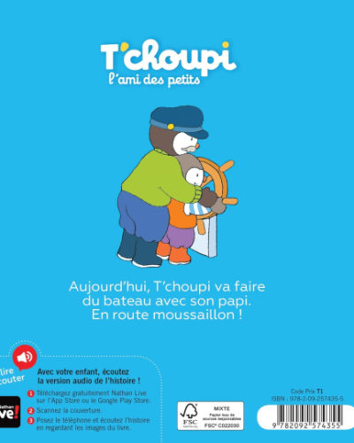 Livre T'choupi fait du bateau
